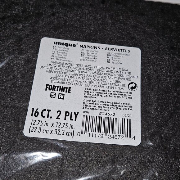 NEW Fortnite Banana Napkins 16 ct Party Supplies unique Black Yellow - Picture 4 of 5